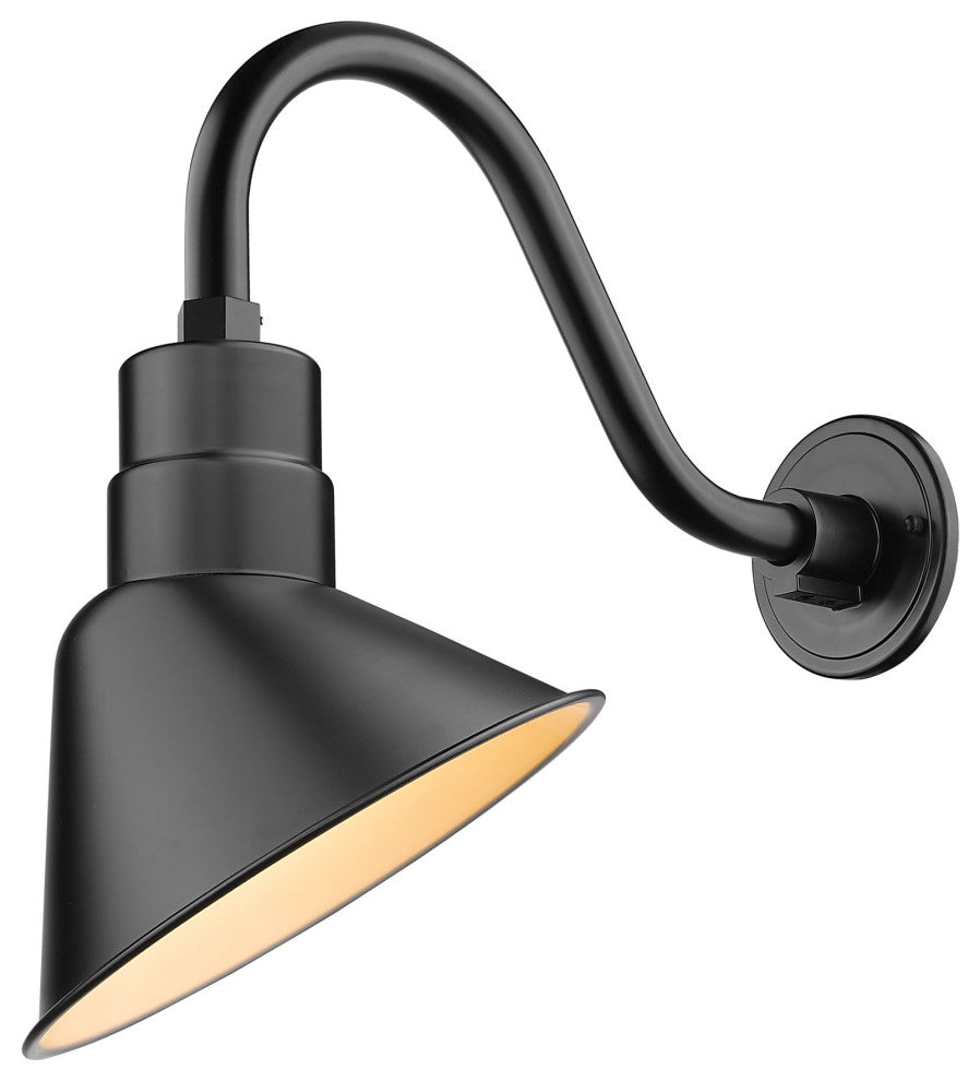 1 Light 10 in. Satin Black RLM Angle Shade