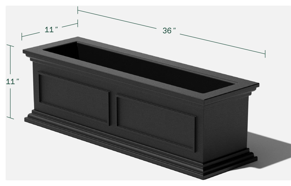 Brixton Planter Box, 36", Black, 2 Pack