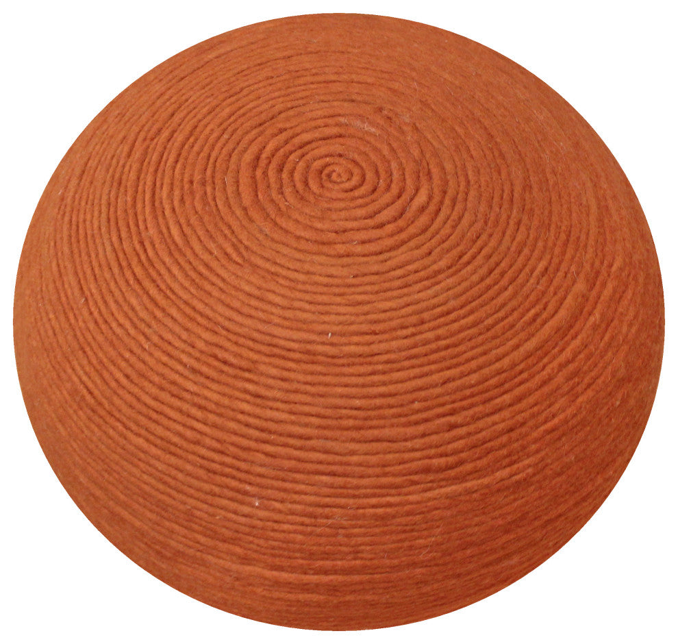 Ellie Round Pouf in Orange Wool With Polyester Filling