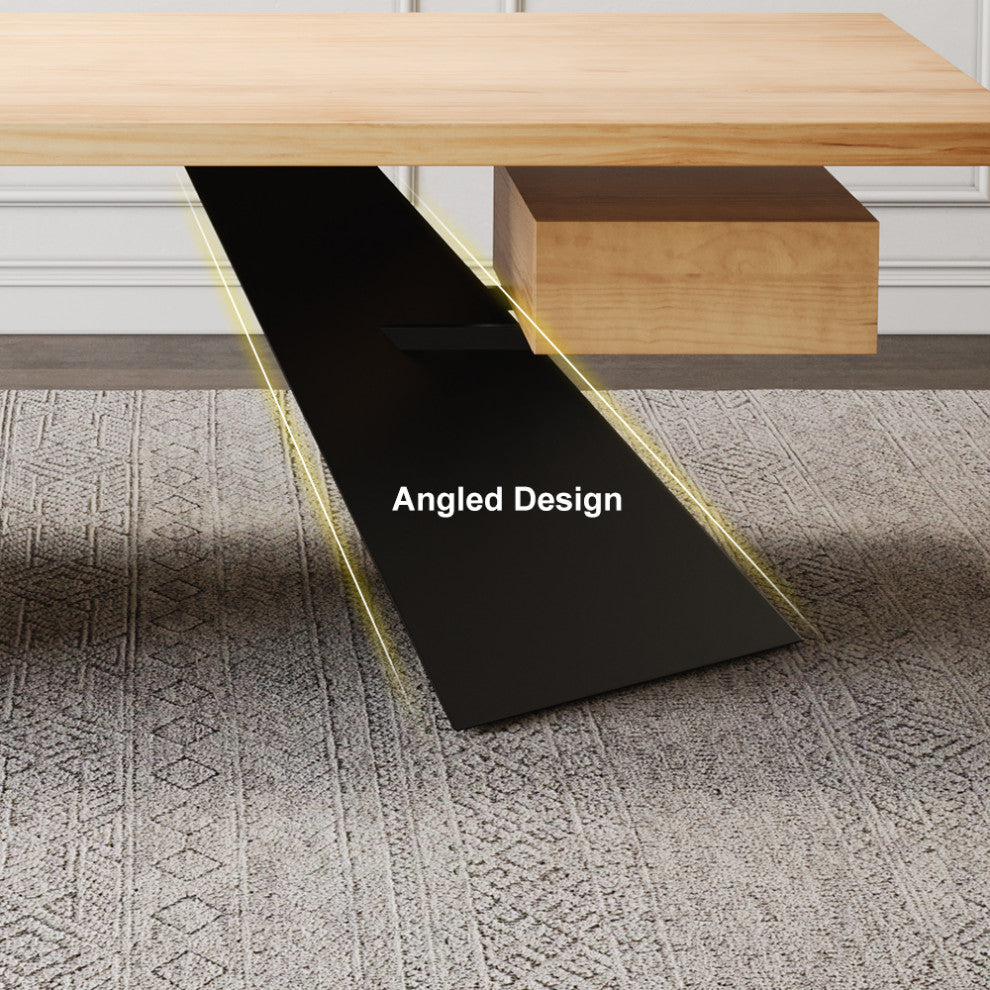 63" Rustic Industrial Natural Wooden Writing Desk for Office with Drawer