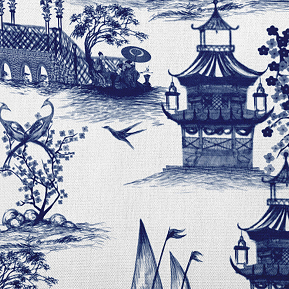 China Old Polyester Indoor Pillow, Porcelain Blue, 26"x26"