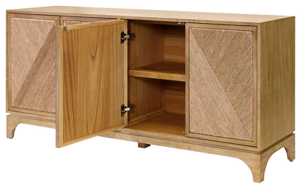 Coastal Style 70" TV Console Entertainment Stand Wood, Brown