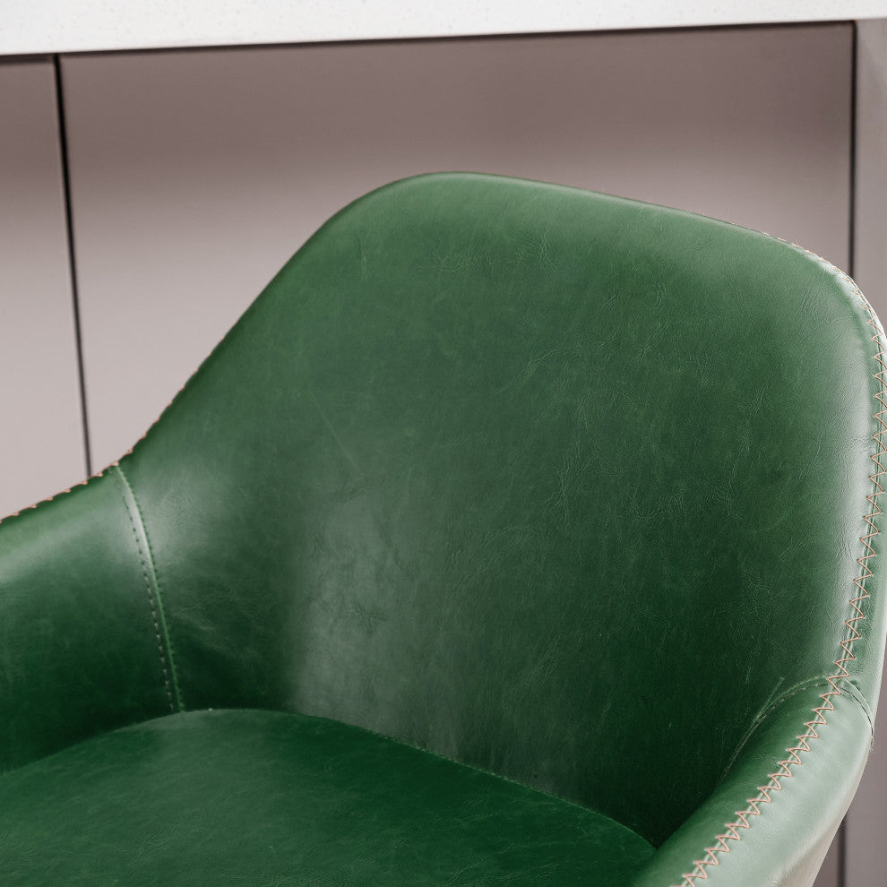 Set of 3 Adjustable Swivel Bar Stool, Hunter Green
