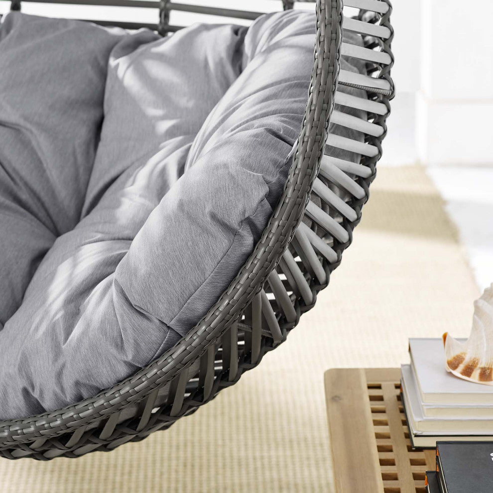 Outdoor Patio Furniture Lounge Swing Chair, Fabric Metal, Grey Gray