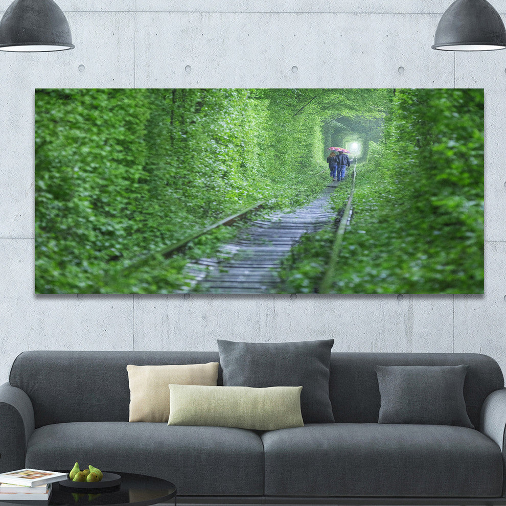 Couple Walking into Tunnel, Landscape Canvas Art Print, 60"x28"