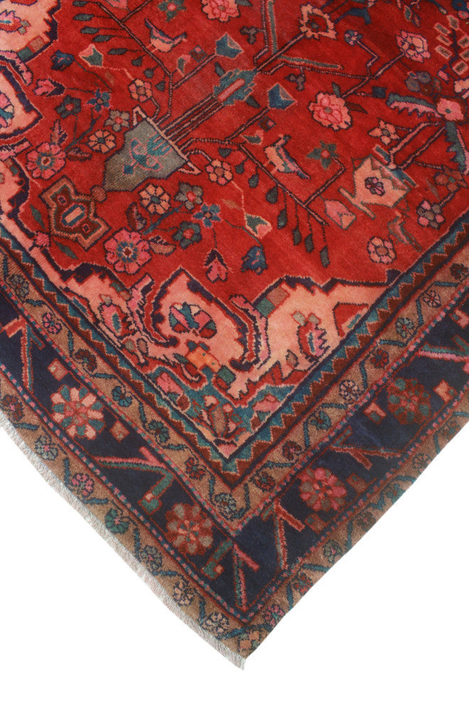 Fine Vintage Distressed Leilah Red/Navy Rug, 4'8x9'4