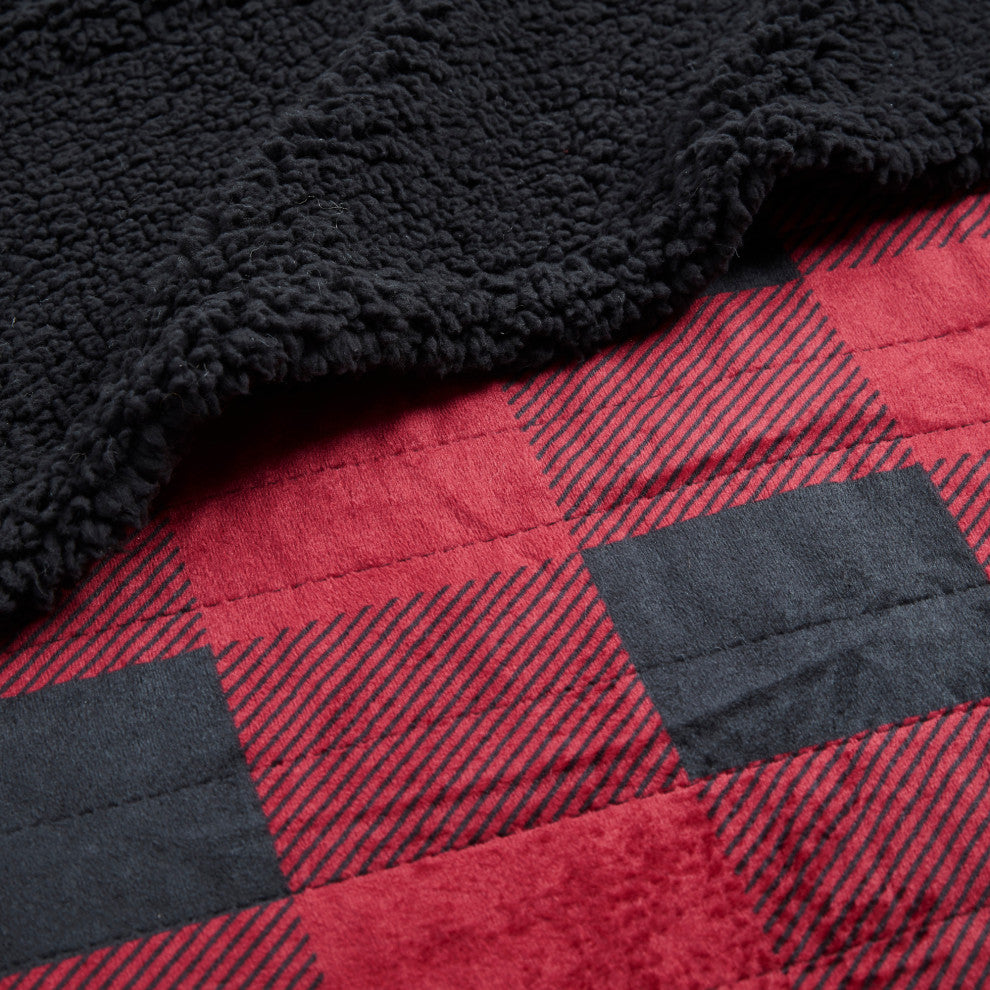 Woolrich Heated 60x70" Buffalo Check Electric Throw Blanket, Red