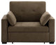 Nantucket Pull-Out Chenille Sleeper Sofa With Accent Pillows, Cappuccino, Queen