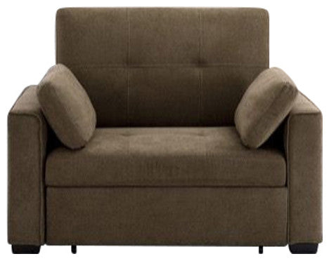Nantucket Pull-Out Chenille Sleeper Sofa With Accent Pillows, Cappuccino, Queen