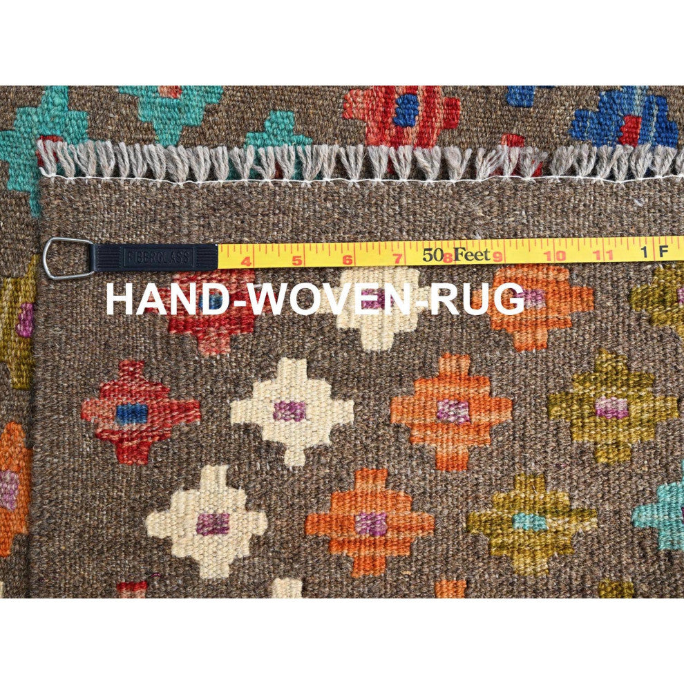 Colorful, Extra Soft Wool, Hand Woven, Afghan Kilim, Oriental Rug, 7'x9'8"