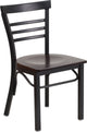 Dyersburg Metal Chair Black Ladder Back, Walnut Wood Seat