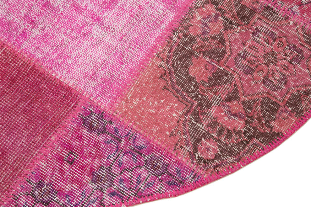 Rug N Carpet - Handwoven Oriental 4' 10" x 4' 10" Boho Round Patchwork Rug