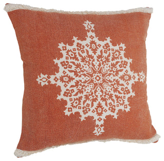 Casual Floral Mandala Medallion Throw Pillow with Tufted Border