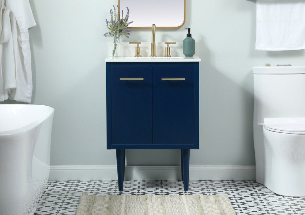 Home Living 19" Midcentury Modern Blue-Light Bathroom Vanity