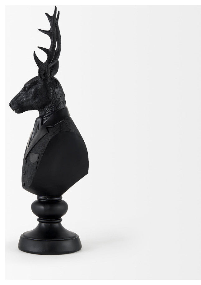 Mozart Black Painted Resin Deer Bust