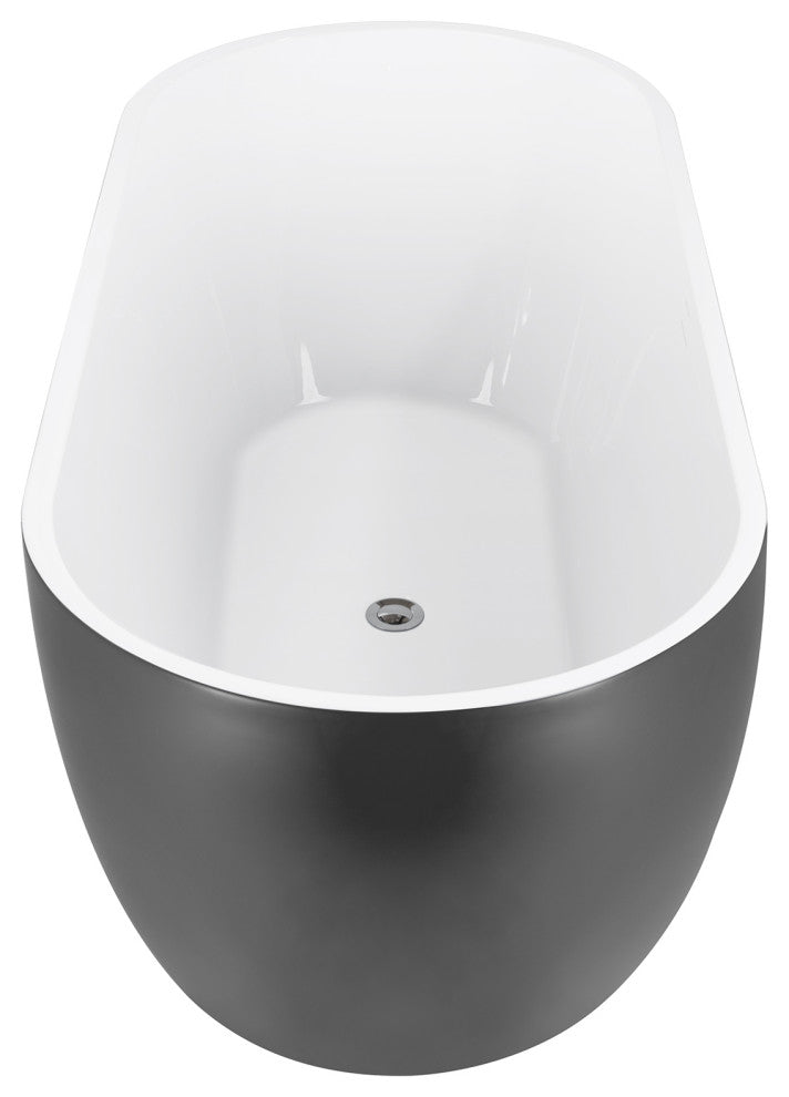 65" Acrylic Roll-Top Flatbottom Non-Whirlpool Bathtub, Gray