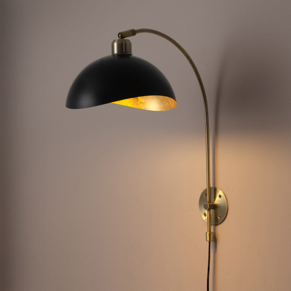 Luna Bella Wall Sconce, Weathered Brass, Matte Black