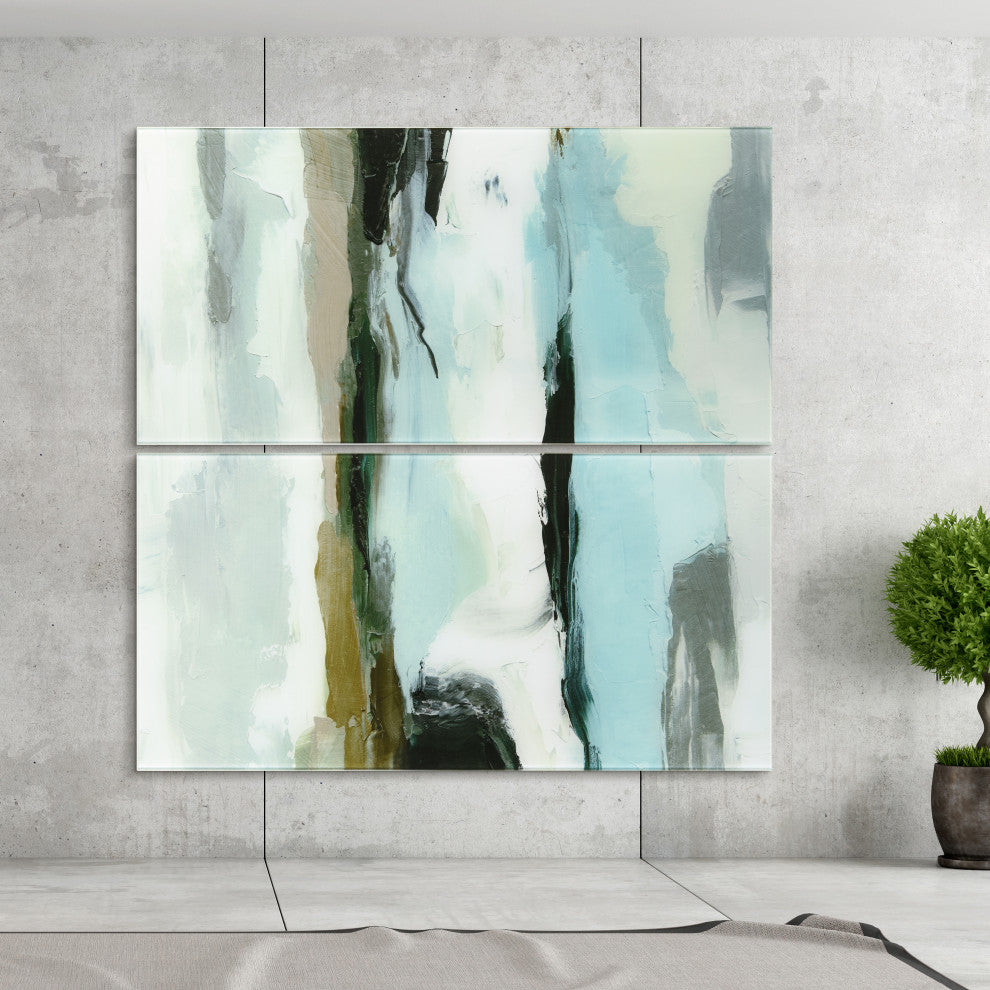 Textured Ocean Tide Frameless Free Floating Tempered Glass Graphic Wall Art Set