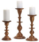 Two's Company Natural Heights Set of 3 Hand-Crafted Pillar Candleholders