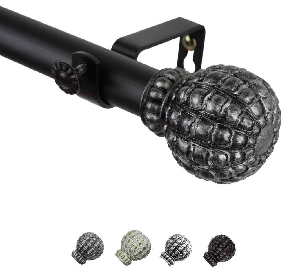 Velia 1" Curtain Rod, Black, 160-240"