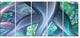 Blue Fractal Exotic Plant Stems, Abstract Canvas Art Print, 60"x28", 5 Panels