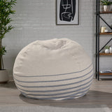 Sasser Hudgeons Boho 5 Foot Striped Bean Bag, Natural + Gray Stripes, 54 W X 54