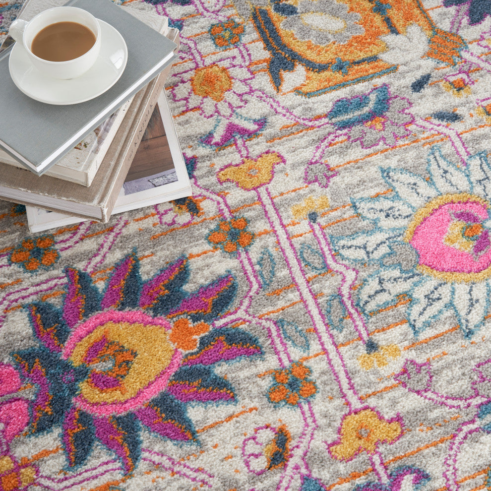 Nourison Passion 8' x Round Silver Bohemian Indoor Area Rug
