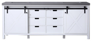 Marsyas 84" Double Vanity, White Square Sinks, No Mirror, White