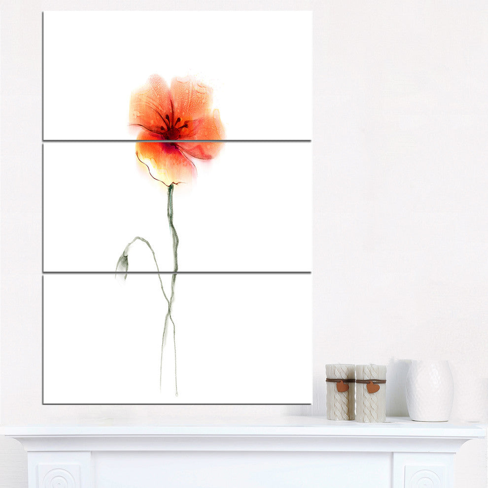 "Large Pink and Red Poppy Flower" Metal Wall Art, 3 Panels, 28"x36"