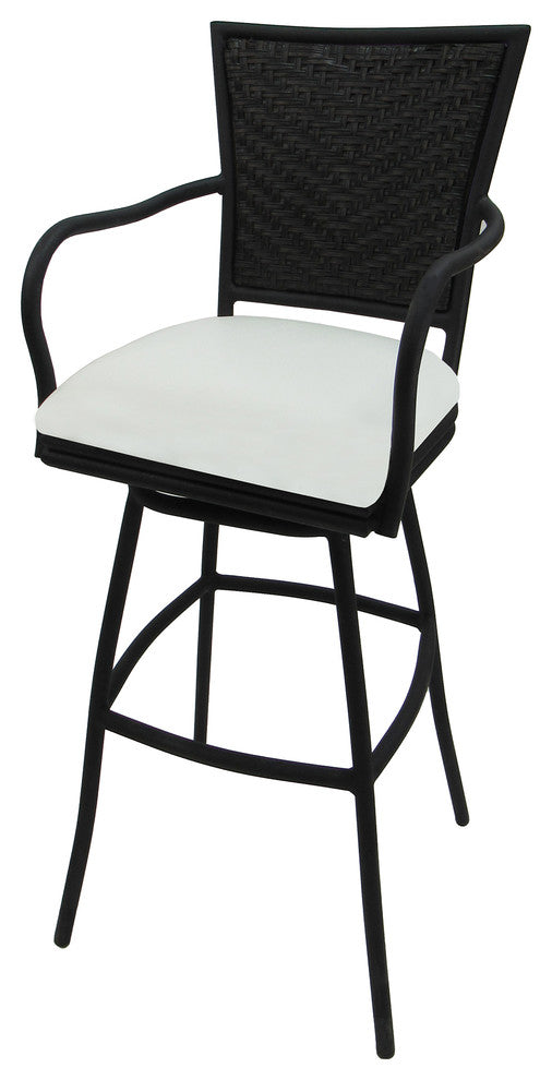 Erin Ocean Beige Black Frame Bar Stool, 30"