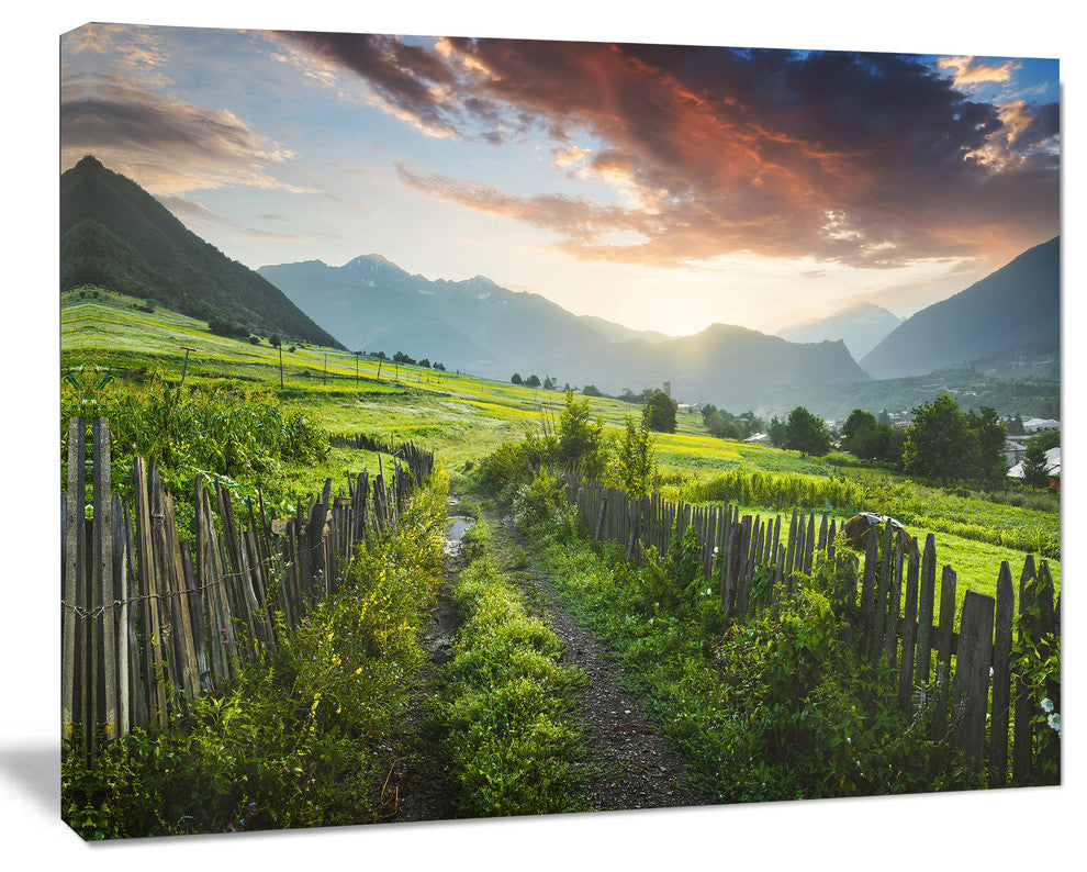 Green Georgian Mountain Valley, Landscape Canvas Art Print, 40"x30"
