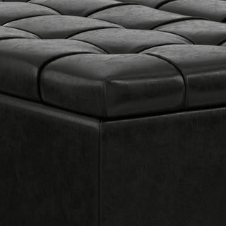 Harrison Large Square Coffee Table Storage Ottoman, Midnight Black