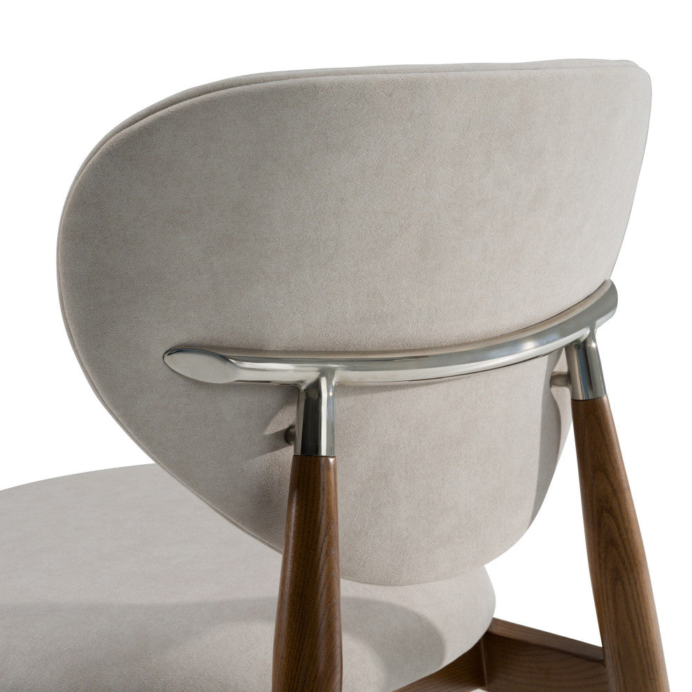 Modrest Savannah Mid-Century Modern Grey Fabric, Walnut Dining Chair
