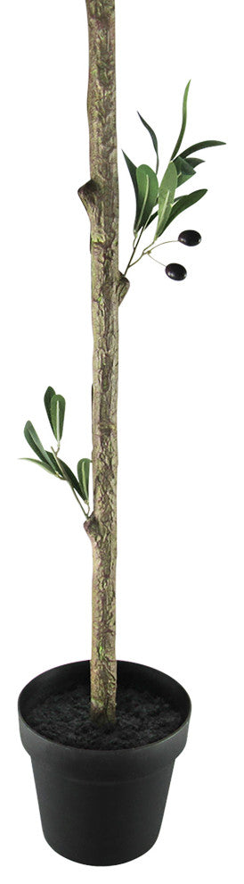 4' Artificial Olive Tree Topiary Plant, Black Pot