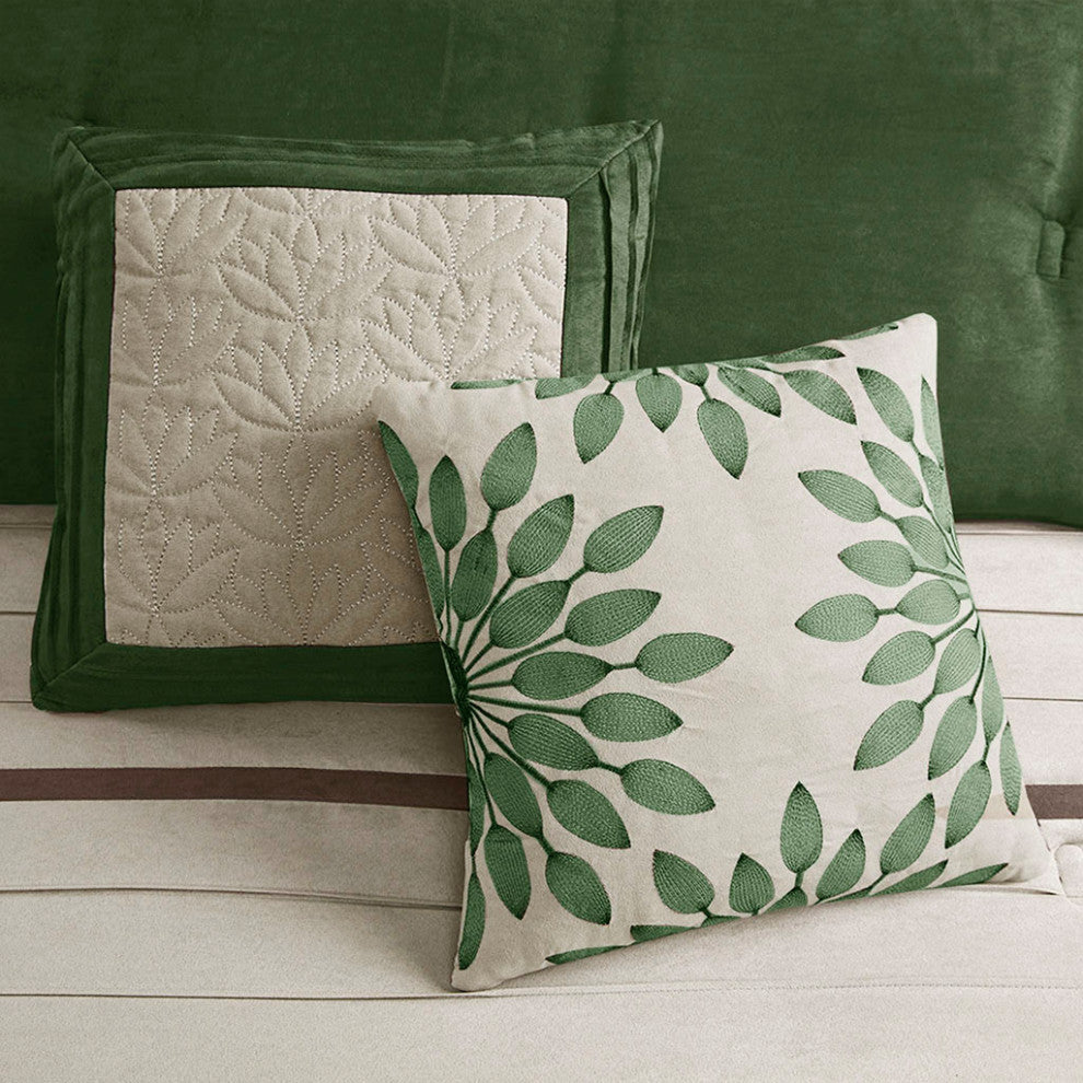 Madison Park Palmer Vera Microsuede 7-Piece Comforter Set, Green