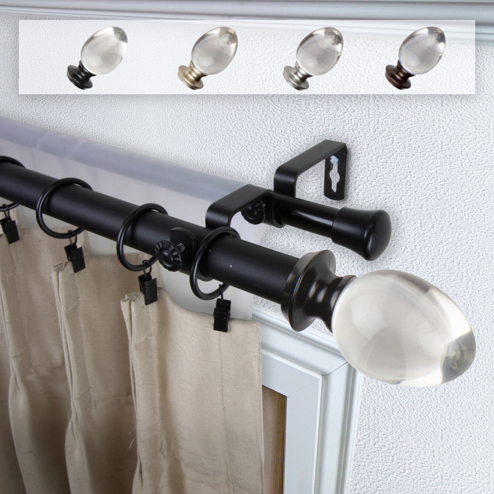 Jaya 1" Double Curtain Rod, Black, 28-48"