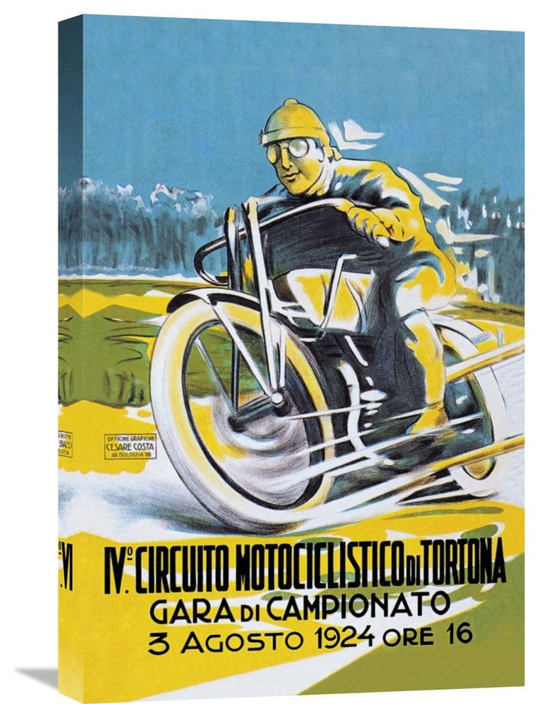 "4th Motorcycle Circuit of Tortona" Stretched Canvas Giclee, 16"x24"