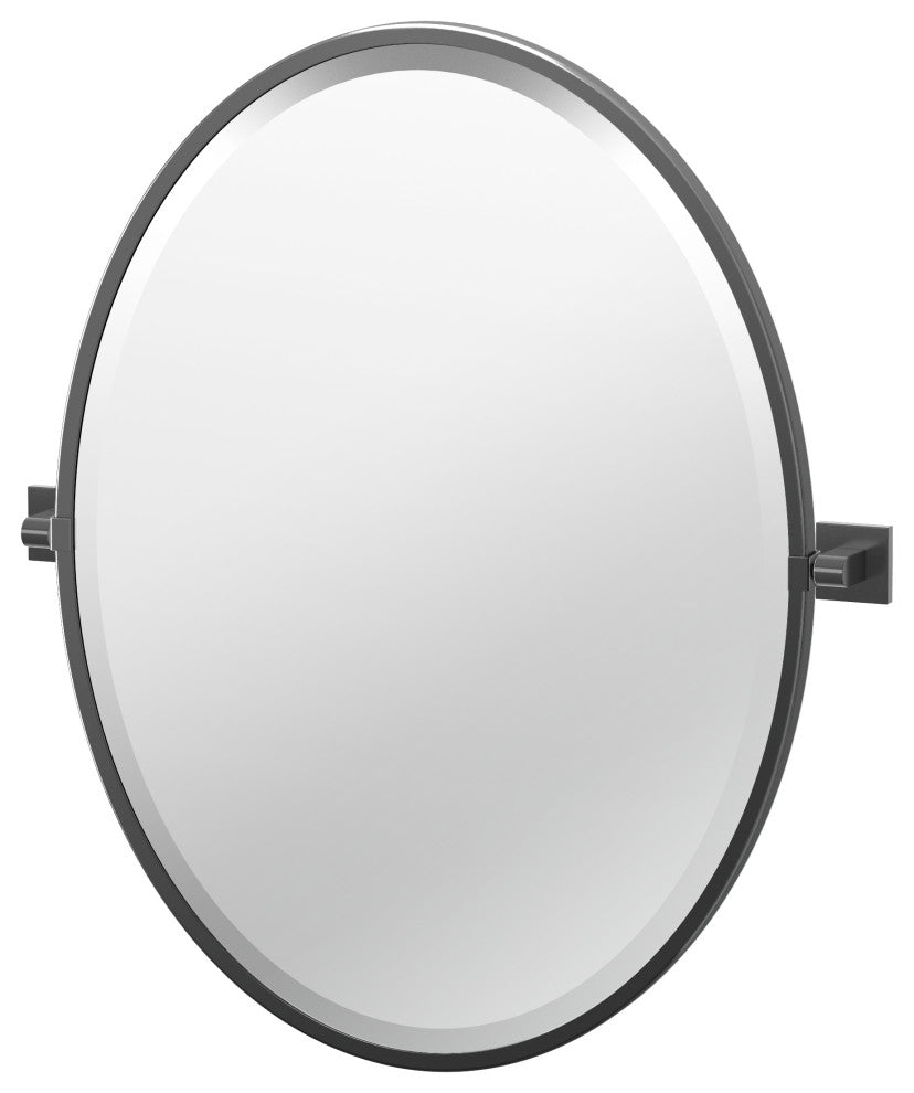 Elevate Framed Oval Mirror, Matte Black, 27.5