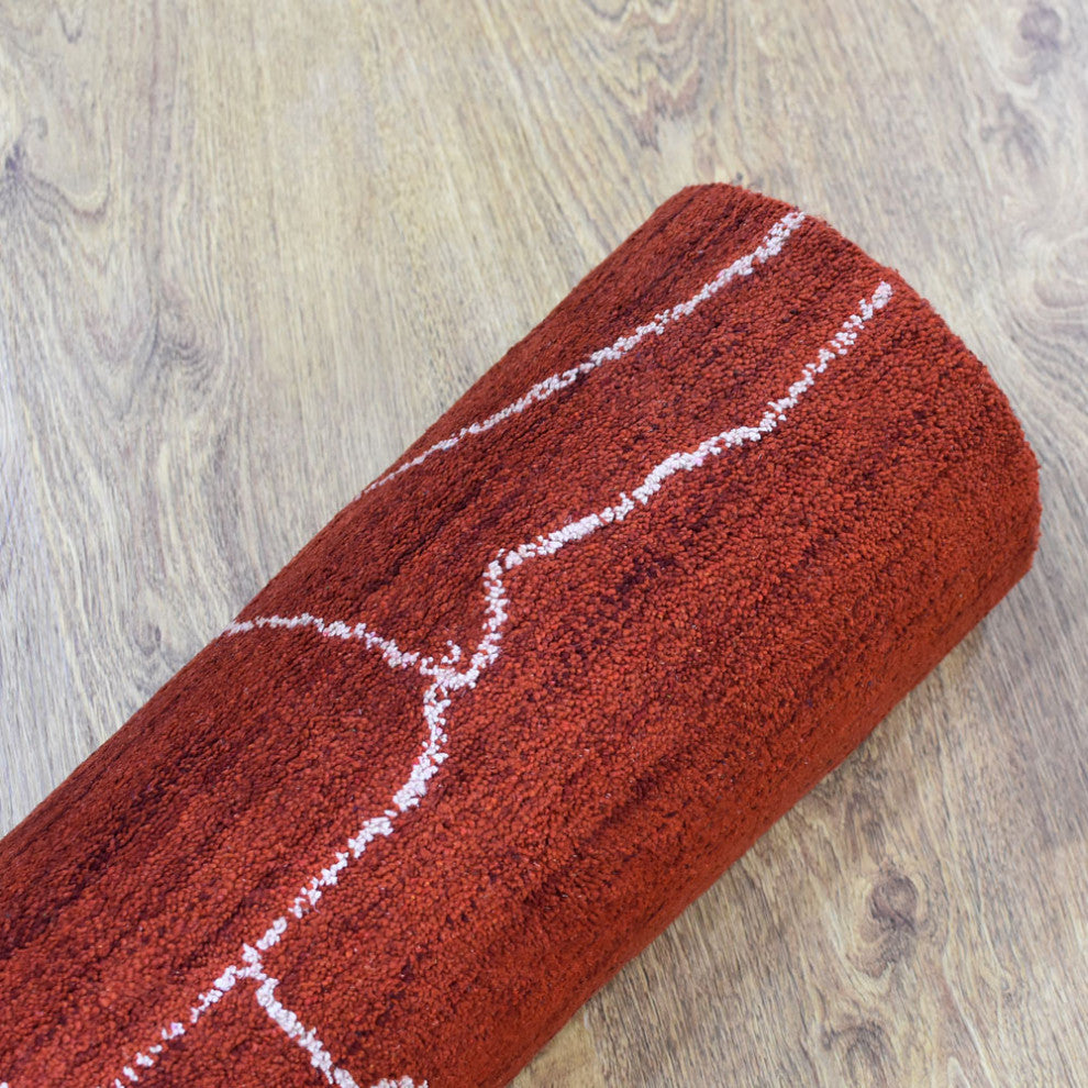 HAND KNOTTED LOOM SILK ECO-FRIENDLY RUG-6'x9',Rectangle,Red White,Contempor