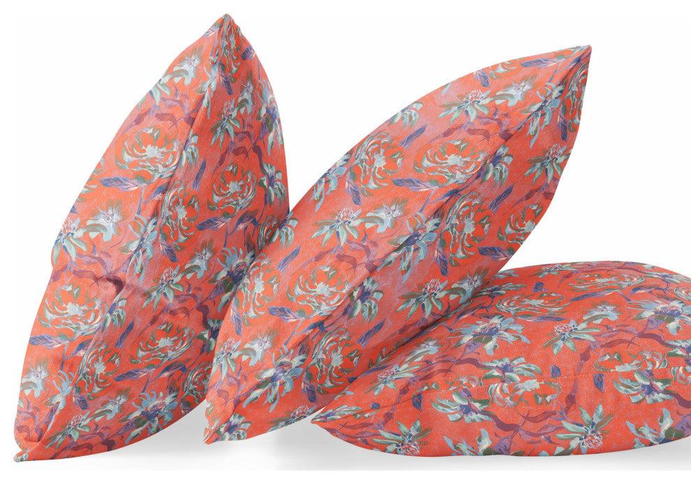 16" Orange Roses Indoor Outdoor Throw Pillow