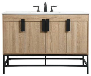 Home Living 22" Modern Mango Wood-Light Bathroom Vanity