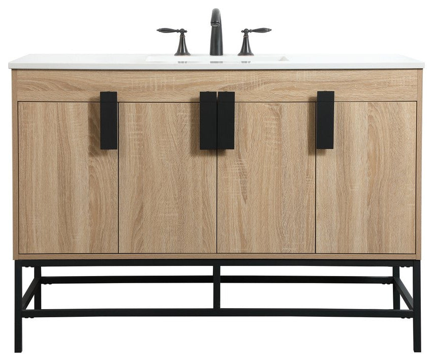 Home Living 22" Modern Mango Wood-Light Bathroom Vanity