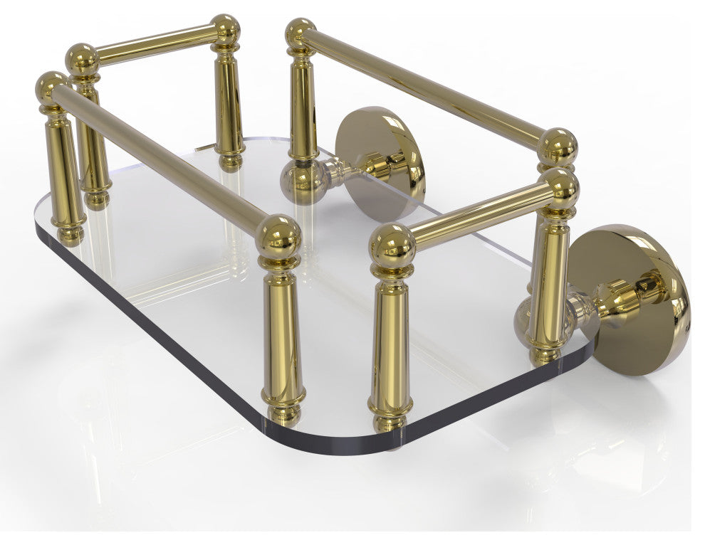 Prestige Skyline Wall Mounted Glass Guest Towel Tray, Unlacquered Brass