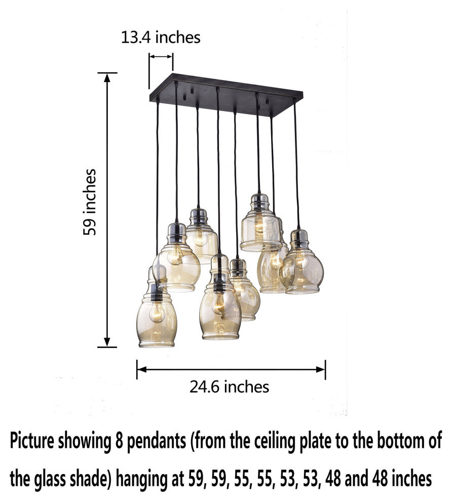 Lynn Antique Black 8-Light Glass Pendant Lights