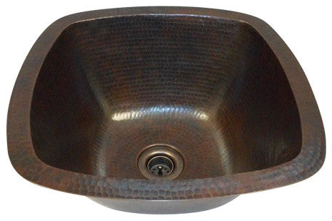 Aged Copper 15" Copper Kitchen Bar Prep Sink-Strainer Drain Included