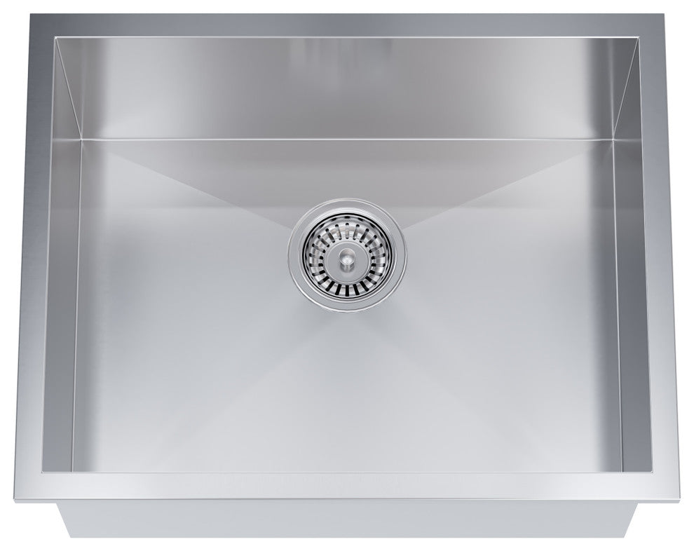Dowell Undermount Single Bowl Stainless Kitchen Sink - Zero Radius, 21w X 16l X 10d