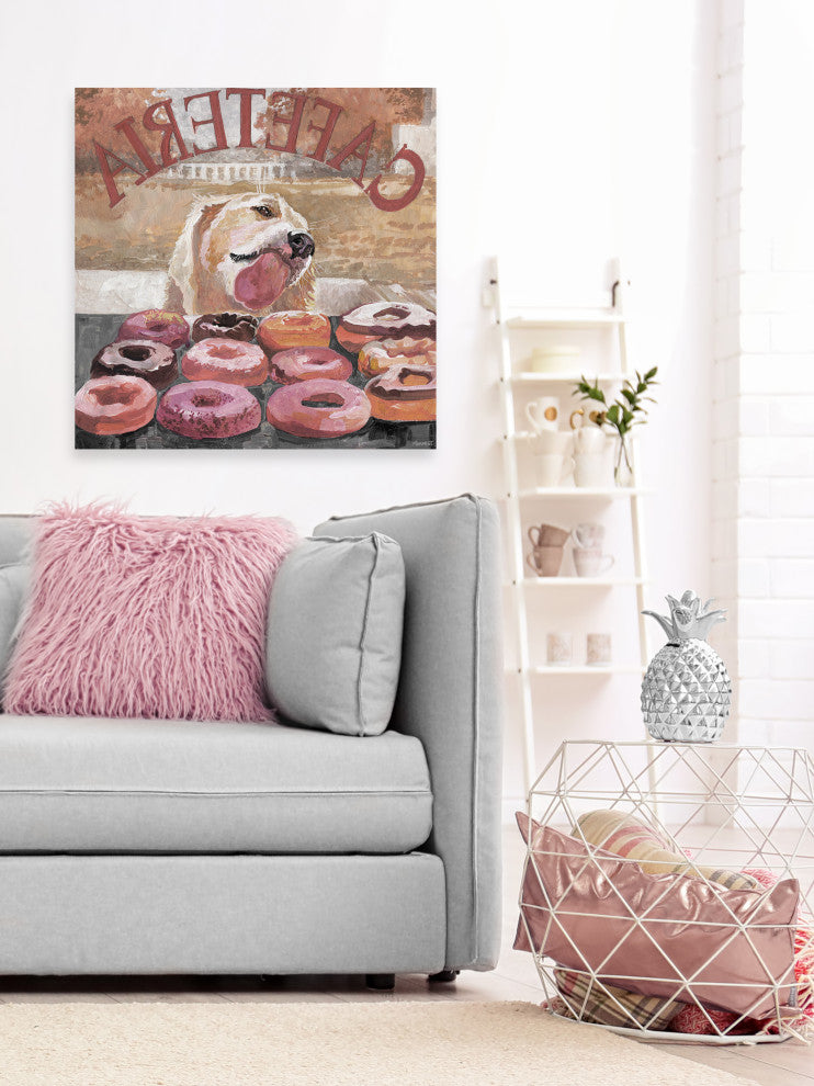 "Apollo Likes Donuts" Painting Print on Wrapped Canvas, 24x24