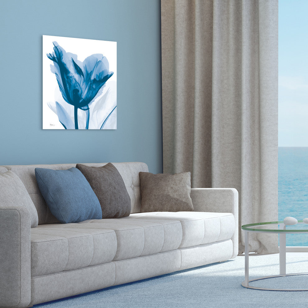 "Lusty Blue Tulip" Frameless Free Floating Panel Graphic Wall Art, 24"x24"