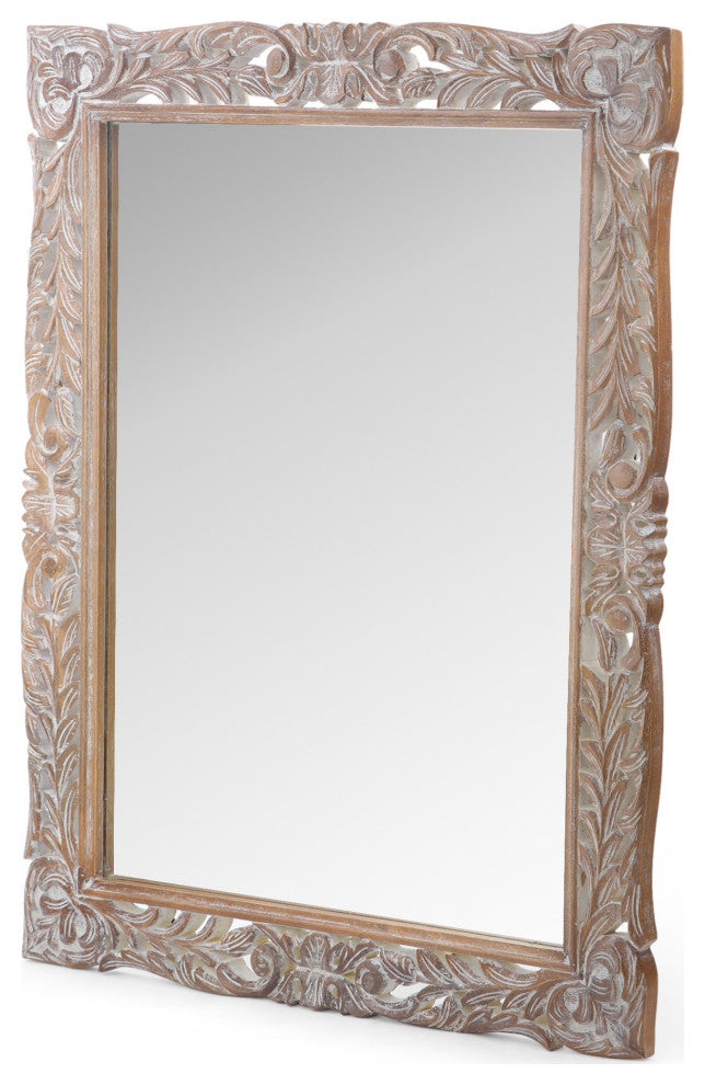 Paula Traditional Mirror With Floral Carved Frame