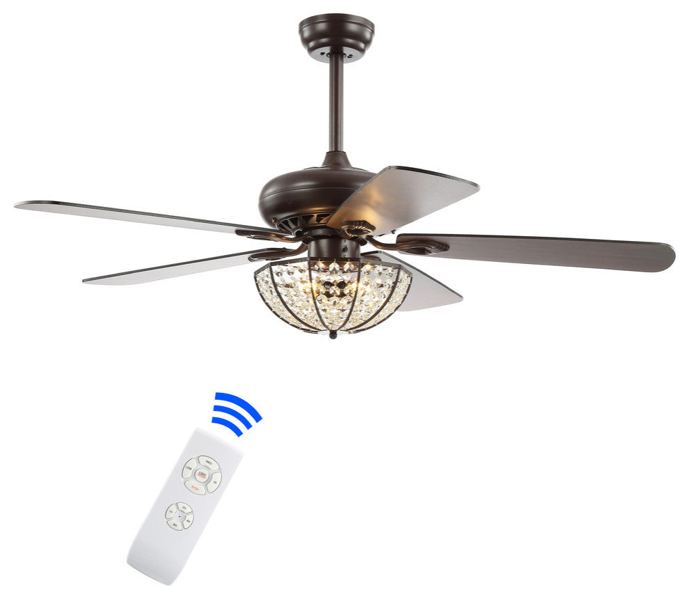 Joanna 52" 3-Light LED Ceiling Fan With Remote, Oil Rubbed Bronze